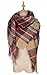 QIXING Women's Tassels Soft Plaid Tartan Scarf Winter Large Blanket Wrap Shawl Brown Red