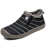 JACKSHIBO Women Men Fully Fur Lined Anti-Slip Waterproof Ankle Snow Boots