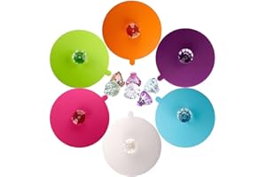 IPHOX Creative Mug Cover [Set of 6] Anti-dust, Airtight Seal, Food Grade Silicone Hot Cup Lids