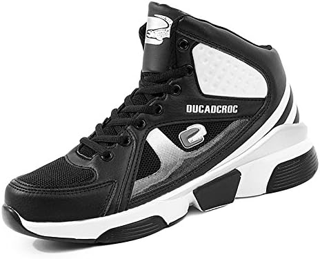 PP Fashion Men's Mesh Leather High Top Leisure Basketball Shoes 9.5 Black