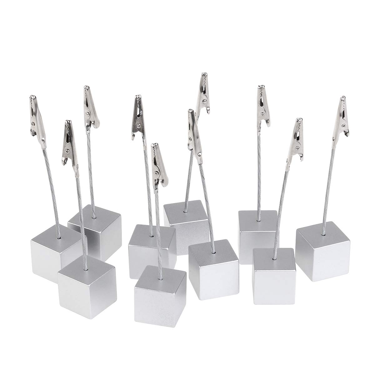 NUOLUX 10pcs Memo Clip Holder Stand with Alligator Clasp for Pictures Card Paper Note Clip (Silver)
