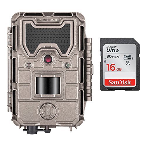 Bushnell 20MP Trophy Cam HD Aggressor No-Glow Trail Camera, Records 1080p Video, Bundle with 16GB Memory Card