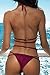 QINSEN Woman's Push up Padded Cutout High Waist Thong Bikini Sets Wine S