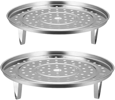 2 Pack Stainless Steel Round Steam Rack 20cm 22cm Steamer Basket