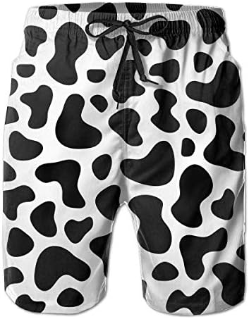 Eionryn Brown Cow Print Men's Swim Trunks Beach Shorts Quick Dry