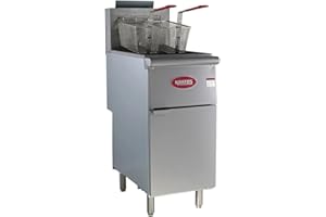 Kratos Commercial Deep Fryer, Stainless Steel Gas Floor Fryer for Restaurants, 40 lb. Capacity, Three Burners, 90,000 BTU, with Two Fryer Baskets, Liquid Propane (29Y-010-LP)