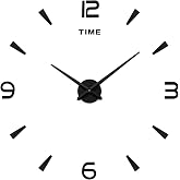 AILILIFE 3D DIY Wall Clock Decor Sticker Mirror Frameless Large DIY Wall Clock Kit for Home Living Room Bedroom Office Decoration (Black)