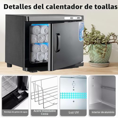 Kensbro 25L Towel Warmer, UV Towel Dryer, Compress Warmer, Hot Towel Sterilizer, 360° Heating Function, for Beauty, Salon, Spa (Black)