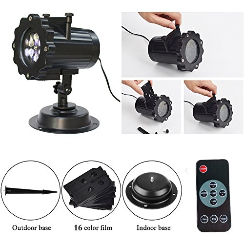 Christmas Lights Projector, Guaiboshi LED Landscape Lights Lamp with 16 Slide Show Pattern for Halloween Wedding Birthday Party Garden Decorations with Remote Control - Thumbnail 5