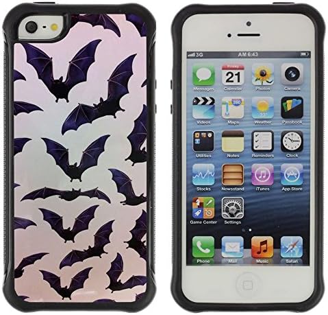 SHIMIN CAO@ Bat Halloween Black Pattern Nature Rugged Hybrid Armor Slim Protection Case Cover Shell For iphone 5S CASE Cover ,iphone 5 5S case,iphone5S plus cover ,Cases for iphone 5 5S