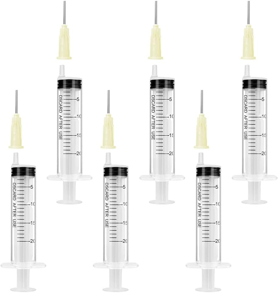 OFFCUP 20ml Plastic Syringes 6 Pack with Blunt Needles Liquid Measuring