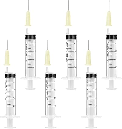 OFFCUP 20ml Plastic Syringes 6 Pack with Blunt Needles Liquid Measuring