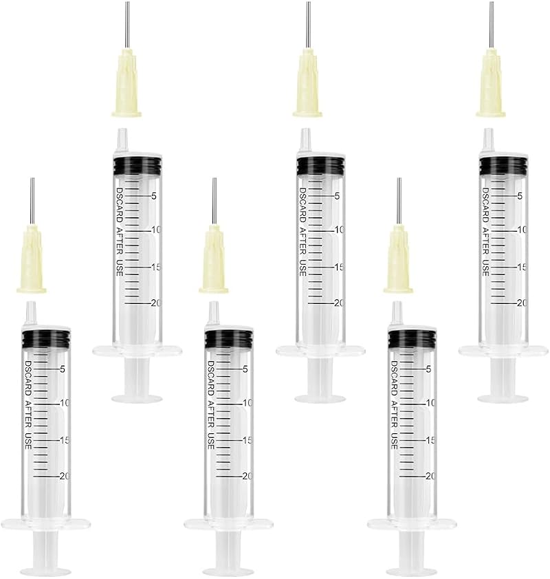 OFFCUP 20ml Plastic Syringes 6 Pack with Blunt Needles Liquid Measuring