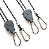 Ipomelo 1/8 Inch Heavy Duty Adjustable Grow Light Rope Hanger w/Improved Metal Internal Gears