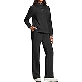 IUGA Sweatsuits Women 2 Piece Outfit Half Zip Sweatshirt with Wide Leg Sweatpant 2 Piece Sweat Sets Lounge Set Tracksuit