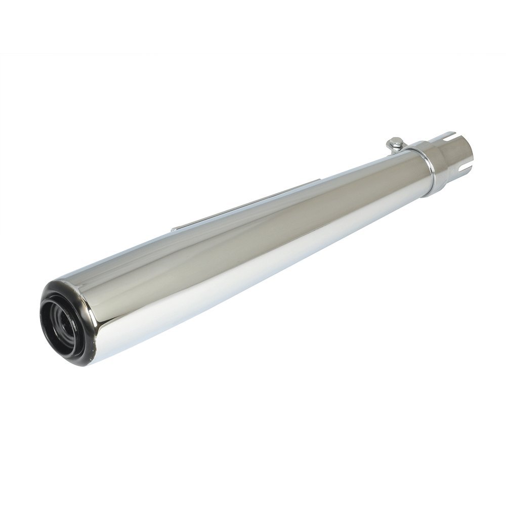 Motorcycle universal silencer, 20" chrome cone,