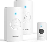 TECKNET Wireless Doorbell IP65 Battery Operated 1300ft 60 Melodies 5 Levels