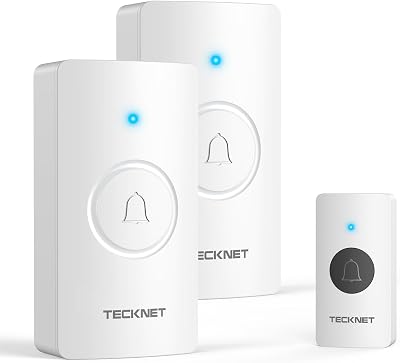 TECKNET Wireless Doorbell IP65 Battery Operated 1300ft 60 Melodies 5 Levels