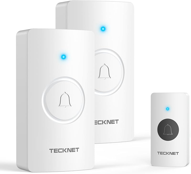 TECKNET Wireless Doorbell IP65 Battery Operated 1300ft 60 Melodies 5 Levels