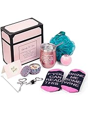 Wine Gifts for Women Wine Insulated Tumbler Birthday Gift for Wine Lover Christmas Gift Basket for Mom Wife Sister Girlfriend Bottle Opener/Stopper Loofah Sponge Rose Gold