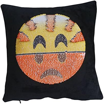 Fengheshun Mermaid Pillow Case Reversible Sequins Magical Double Color Changing Pillow Cover Throw Cushion Case 16"X16" (Happy and angry)