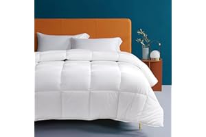 Oaken-Cat 100% Cotton Cover Down Alternative Comforter Twin - Ultra-Soft Skin-Friendly Breathable Fluffy Microfiber Comforter, All Season Bed Comforter Duvet Insert (64x88, White)