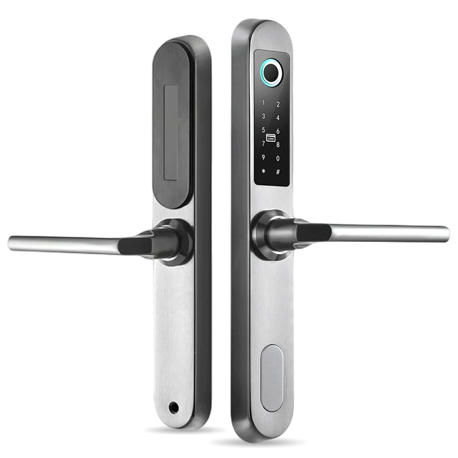 Intelligent Fingerprint Lock, 4-in-1 Smart Door Lock, Adjustable Door Handle, Finger-id, Password Card Reading, with 2 Mechanical Keys, Ideal for Home Security