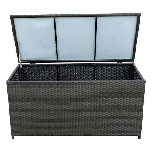 Outsunny Kissenbox Auflagenbox Gartenbox Polyrattan Garten Metall Braun L118 x B54 x H59cm – Bild 6