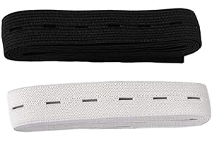 2Pcs Button Hole Elastic Tape Stretchable Cord For Trouser Waistbands, Maternity Clothes, Sewing, Knitting, Crafting, 1.5M*2C