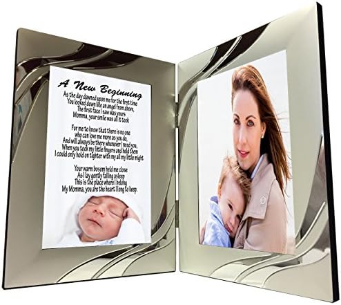New Mom Gifts or for Mother To Be From the Baby, Sweet Sentimental Mother Poem 4 x 6 Silver Double Picture Frame - Mothers Day, Valentines, Birthday, Christmas - Add A Photo by Words Matter Gifts