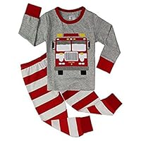 Dearbee "truck" little boys 2 Piece Pajama 100% Cotton(Size 2-7 Years) (2T, Grey)