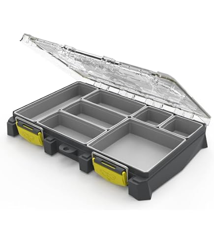 Amazon.com: BUZBE Colony 8T (Thin) Modular Tackle Box, Customizable  Waterproof Tackle Box, Plastic Organizer Box, Fishing Tackle Storage, Small  Parts Box, Terminal Tackle Storage, Grey and Yellow : Sports & Outdoors