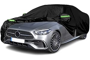 LTDNB Waterproof Car Covers Compatible with 2008-2024 Mercedes Benz C-Class C250 C300 C350 C400, All Weather Custom-fit Car Cover with Zipper Door for Rain Snowproof UV Windproof