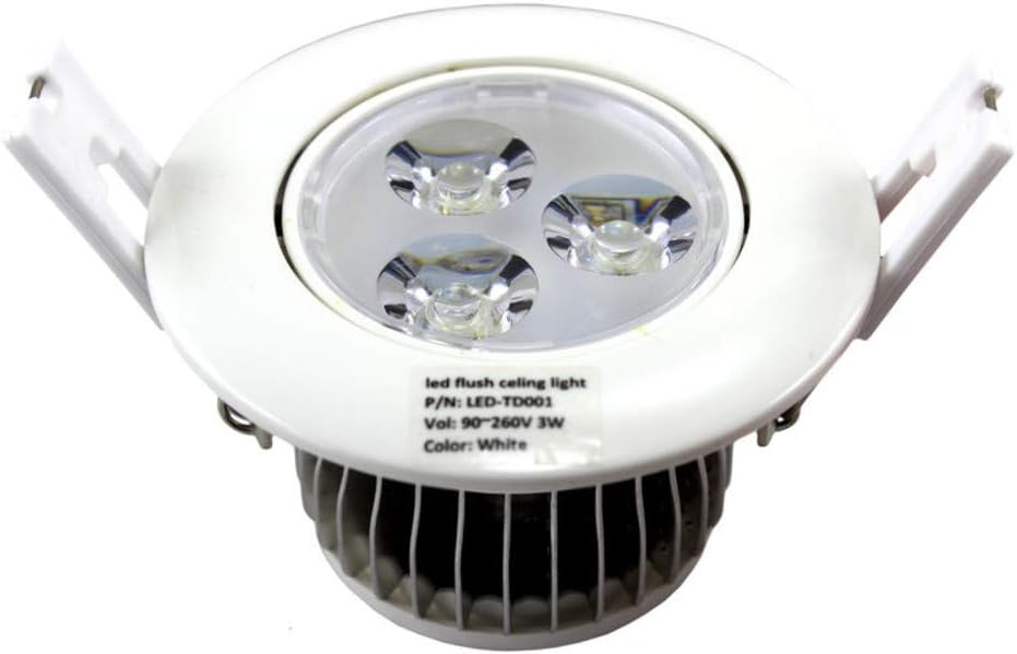 TD001 LED Flush Ceiling Light 3 Watt 240 Lumens 35w Equivalent 3.4" x 2" 100-240v AC 50/60 Hz 30000+ Hour 2 Year Warranty
