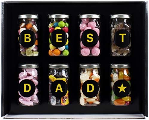 Best Dad Gift - 8 Retro Sweet Jars in Gift Box with 'Best Dad' Message