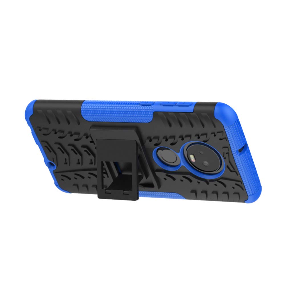 Moto G7 Case, Androgate [Hero Series] Hybrid Defender Phone Case Cover with Kickstand for Motorola Moto G7, Blue