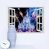 LUCKKYY® Castle Peel & Stick 3D Window View Decal WALL STICKER Decor Art Mural