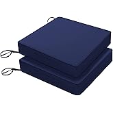 Favoyard Patio Chair Cushions 19 x 19 x 3 Inch Waterproof Outdoor Seat Cushions for Patio Furniture 3-Year Color Fastness Garden Sofa Couch Pads with Handle & Adjustable Straps Set of 2, Blue