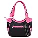 Embroidered Bible Verse 2 Corinthians 12:9 Purse Scripture Western Handbag Women Shoulder Bags Wallet Set (Black/Fuchsia)