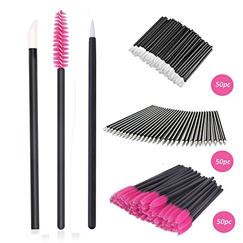 Lemoncy 150 Pieces Disposable Eyebrow Eyelash Mascara Brush Lip Brush Lipstick Lip Gloss Wands Eyeliner Brush Makeup Brush Tester Tool Kit Cosmetic Applicator Mascara Wands Set (150 pc) - Thumbnail 7