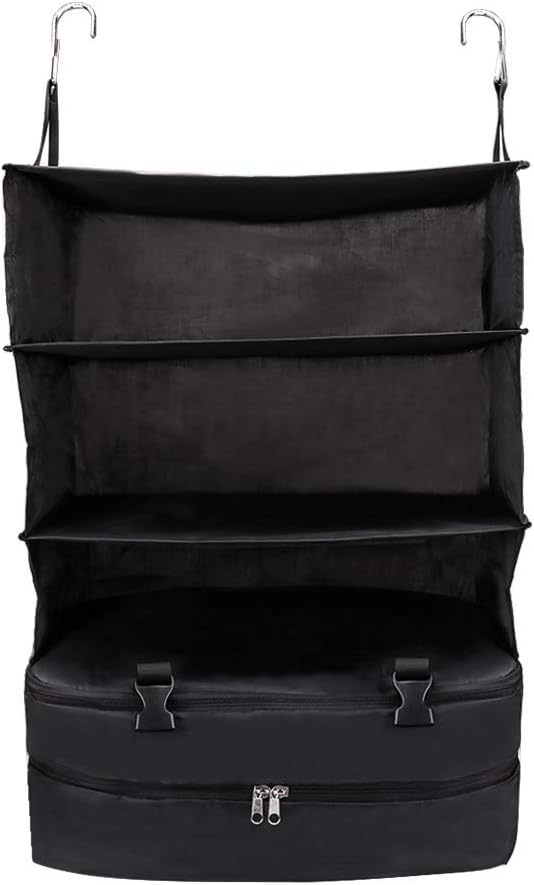 Clearance Sale ! Multifunctional Clothing Storage Bag,Vanvler 3 Layer Travel Wardrobe Bag - Hanging Shelves Portable Luggage Organizer (Black)