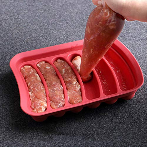 Non-Stick Silicone Sausage Mold for Homemade Hot Dogs, DIY Hot Dogs, FDA Approved and BPA Free, Hot Dog Mold for Oven and Microwave (Red, 6-Cavity) - Thumbnail 7
