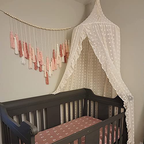 Kids Bed Canopy for Girls, Beige Crib Canopy Princess Hanging Children