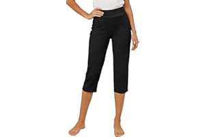 Bacrelax Capri Leggings for Women High Waist Tummy Control Capri Leggings Golf Capris Elastic Waist Yoga Pants with Pockets