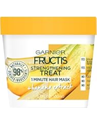 Garnier Fructis Strengthening Treat 1 Minute Hair Mask with Banana Extract, 3.4 Ounce