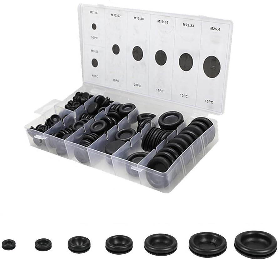 170 PCS Rubber Grommet Firewall Hole Plug Set Electrical Wire Gasket KitRubber Gasket Kit