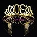 Frcolor 30th Birthday Tiara Crystal Rhinestone Women Crown with Combs (Gold)