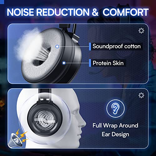 Gaming Headset with Microphone, LTXHorde Over Ear Gaming Headphone with Noise Cancelling, RGB Wired Gamer Headset, Hi-Fi Stereo Surround Sound, LED Lights, for PC, Laptop, PS4, PS5, Xbox, iPad, Switch