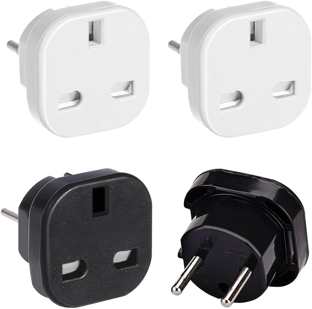 Herfair UK to Europe Plug Adapter 4 Pack Type C/E/F EU Travel Converter