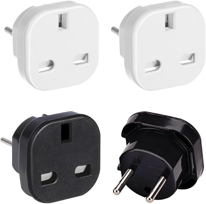 Herfair UK to Europe Plug Adapter 4 Pack Type C/E/F EU Travel Converter
